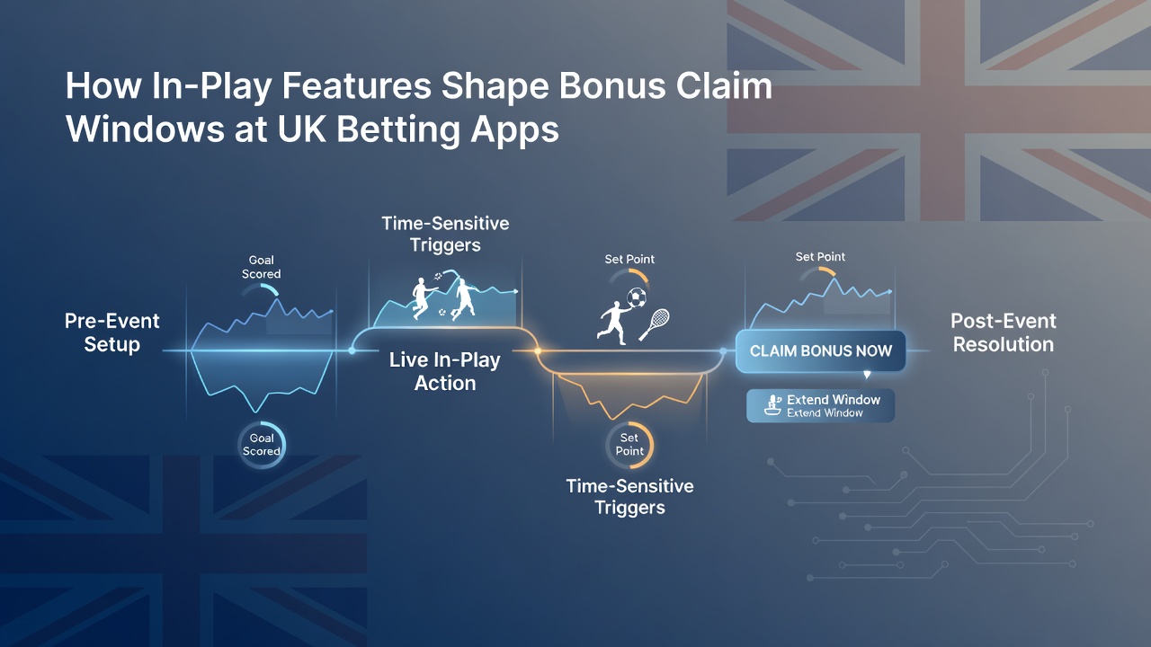 Graph illustrating average bonus claim window durations during in-play versus pre-match betting sessions at UK apps